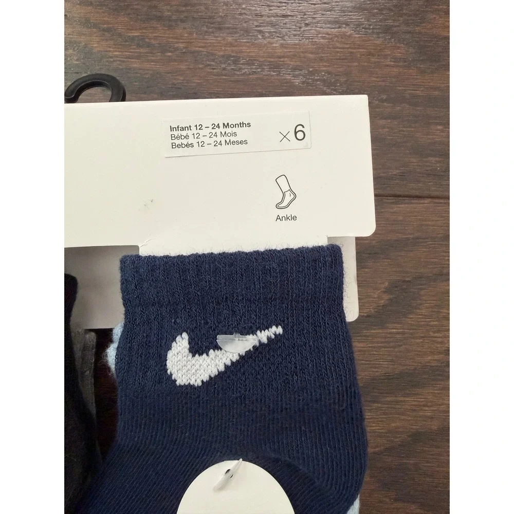 Nike Infant 6 Pack Lightweight Ankle Socks Multi Color 12-24 Months NN0032-W67